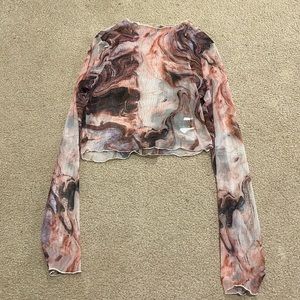Marble swirl see through crop top